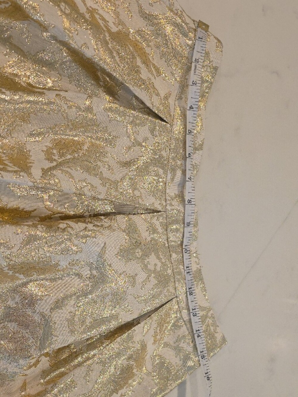 Gold Brocade Pleated Women's Skirt - Picture 5 of 9